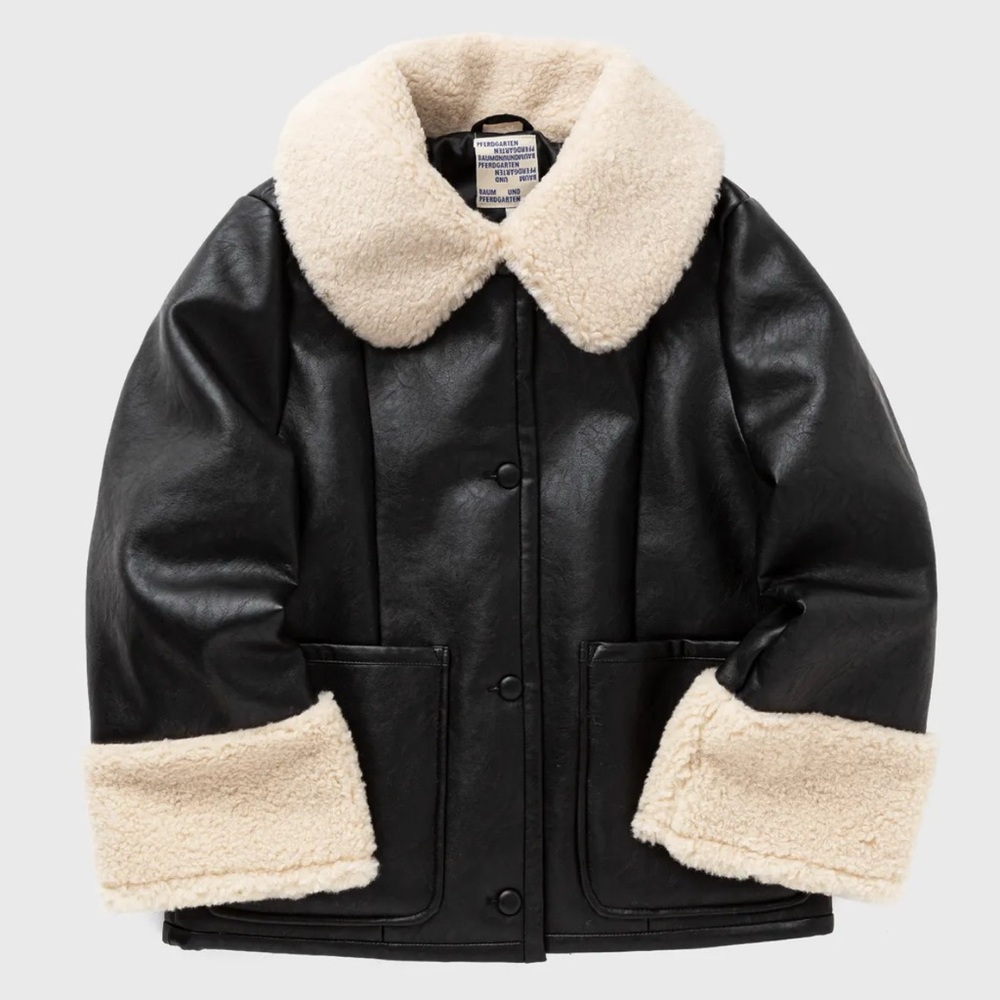 Women's Black and Cream Leather Jacket